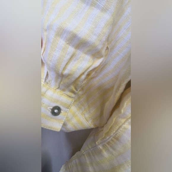 Tahari Women’s 100% Linen Tunic Dress Yellow  & White Size Large - Picture 6 of 9